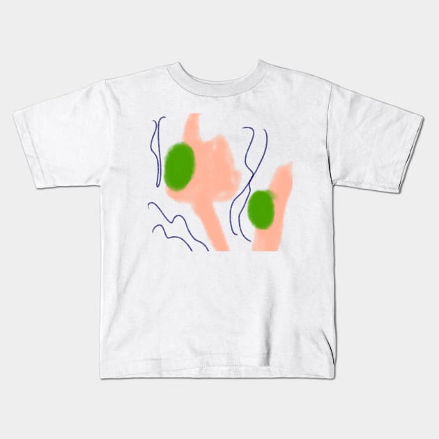 Orange green watercolor art design Kids T-Shirt by Simplecooldesignss